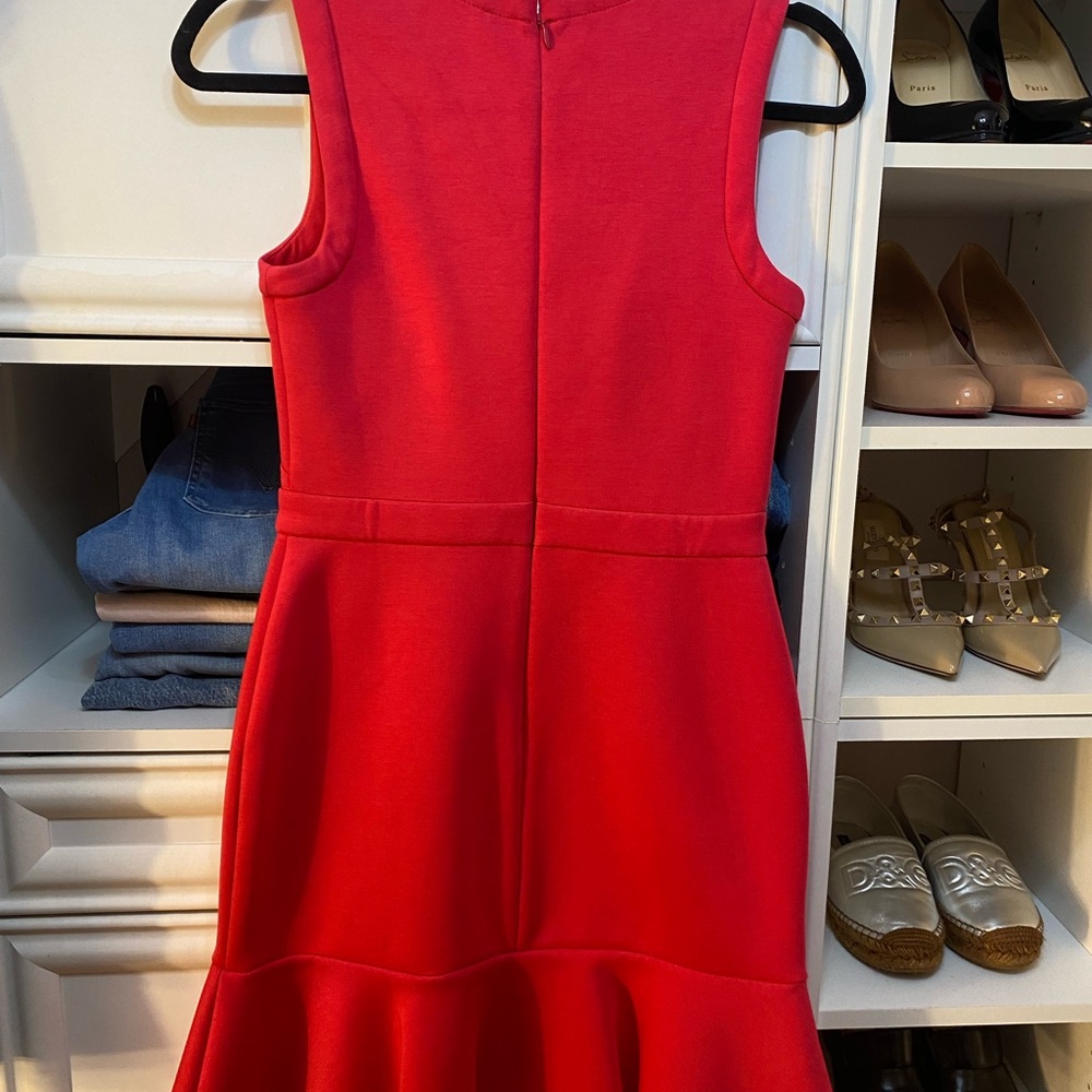LOFT hot pink Ruffled Fit and Flare Dress